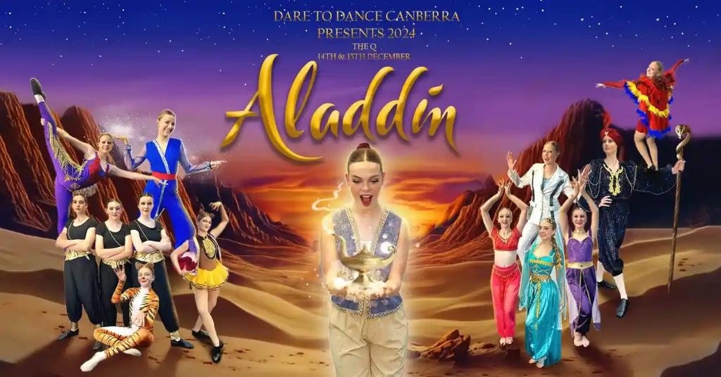 Aladdin 2024 Dare to Dance Canberra concert poster